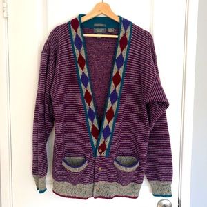 Alexander Julian Wool Grandpa Cardigan Multicolor